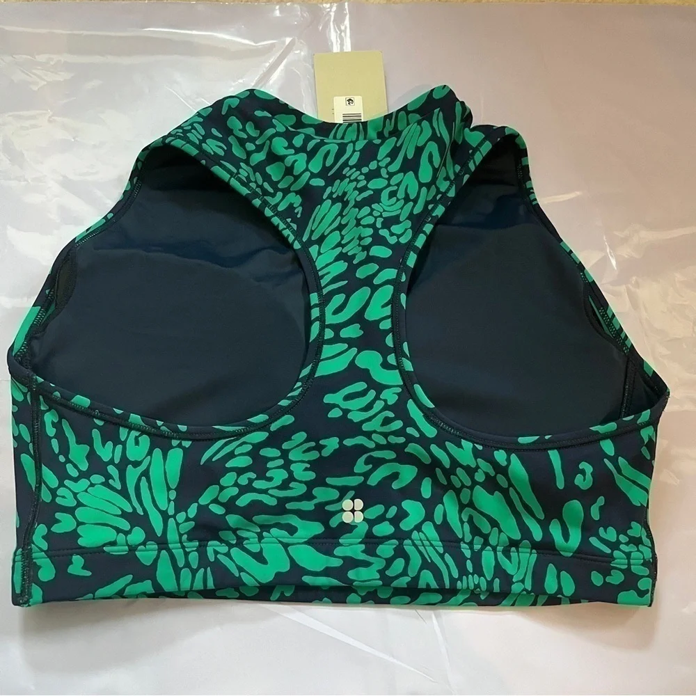 Sweaty Betty Power Contour Zip Bra Green Butterfly Print